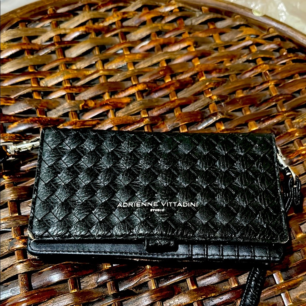 Adrienne Vittadini Black Woven Wallet